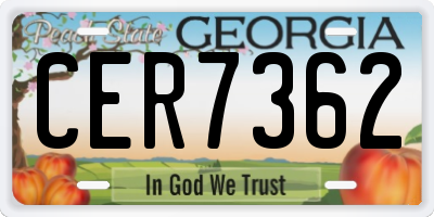 GA license plate CER7362