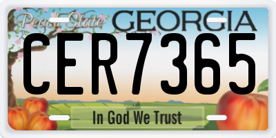 GA license plate CER7365