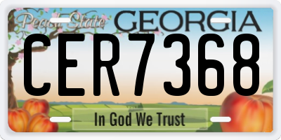 GA license plate CER7368