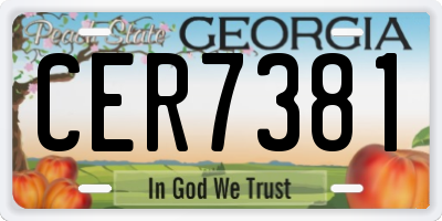 GA license plate CER7381
