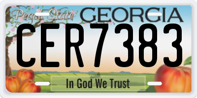 GA license plate CER7383