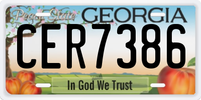GA license plate CER7386