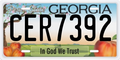 GA license plate CER7392