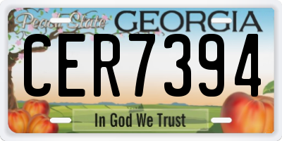 GA license plate CER7394