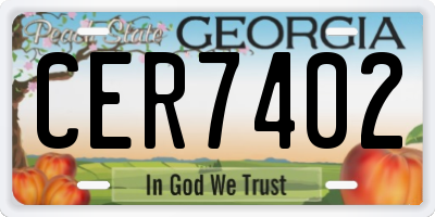 GA license plate CER7402