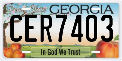 GA license plate CER7403