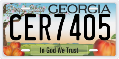 GA license plate CER7405