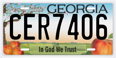 GA license plate CER7406