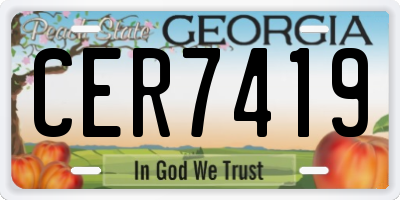 GA license plate CER7419