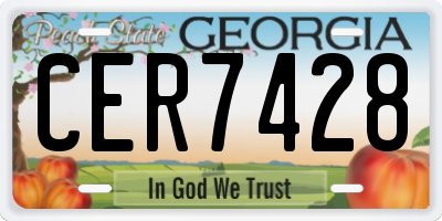 GA license plate CER7428