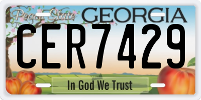 GA license plate CER7429
