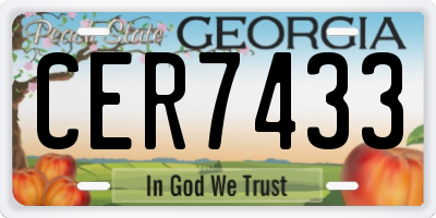 GA license plate CER7433