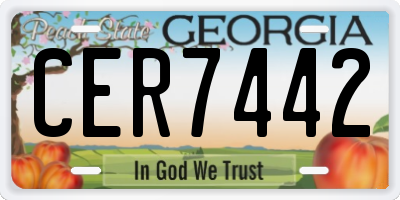 GA license plate CER7442