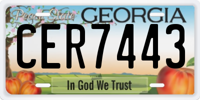 GA license plate CER7443