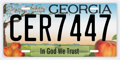 GA license plate CER7447
