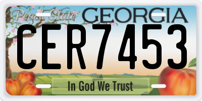 GA license plate CER7453
