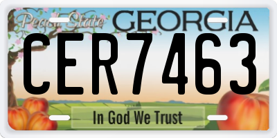 GA license plate CER7463