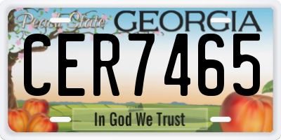 GA license plate CER7465
