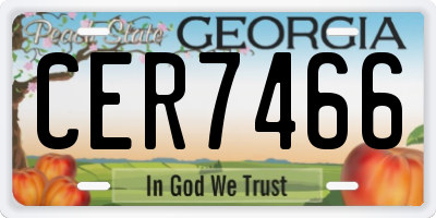 GA license plate CER7466