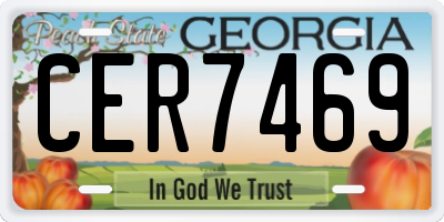 GA license plate CER7469