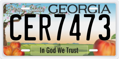 GA license plate CER7473