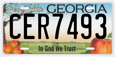 GA license plate CER7493