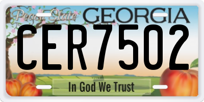 GA license plate CER7502