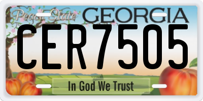GA license plate CER7505