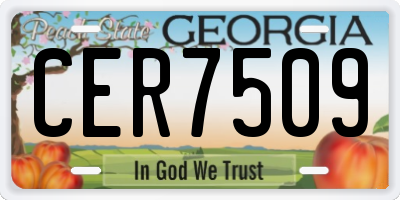 GA license plate CER7509