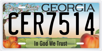 GA license plate CER7514