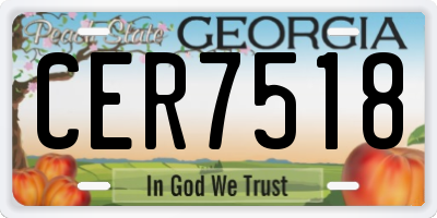 GA license plate CER7518