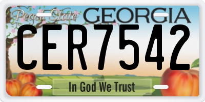GA license plate CER7542