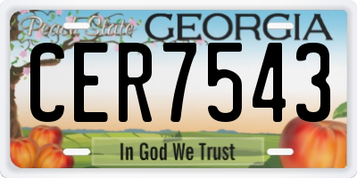 GA license plate CER7543