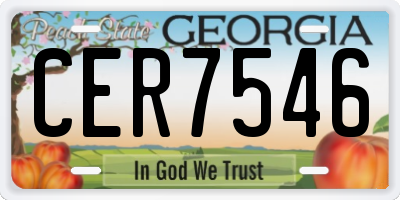 GA license plate CER7546