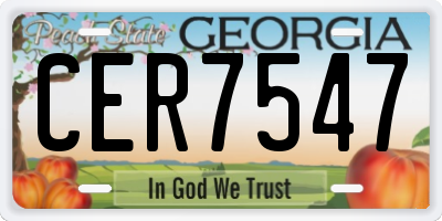 GA license plate CER7547