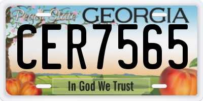GA license plate CER7565