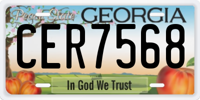 GA license plate CER7568