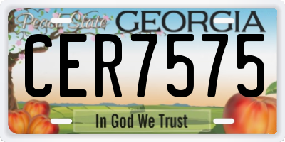 GA license plate CER7575