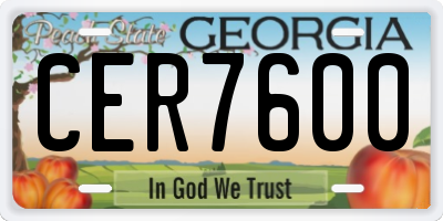 GA license plate CER7600