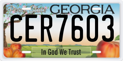 GA license plate CER7603