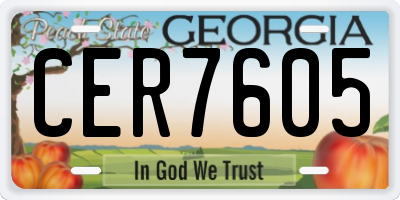 GA license plate CER7605