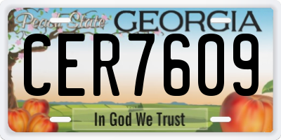 GA license plate CER7609