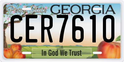 GA license plate CER7610