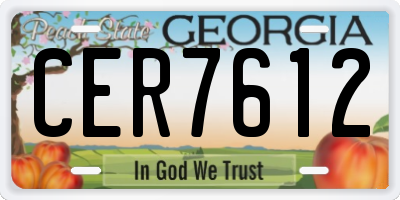 GA license plate CER7612