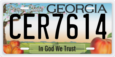 GA license plate CER7614