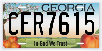 GA license plate CER7615