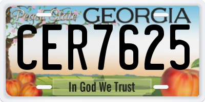 GA license plate CER7625