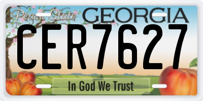 GA license plate CER7627