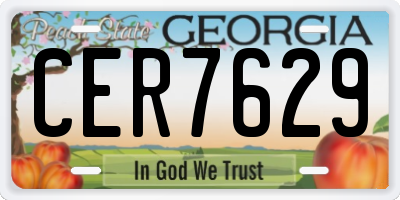 GA license plate CER7629