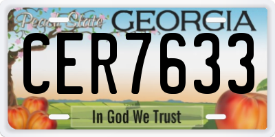 GA license plate CER7633